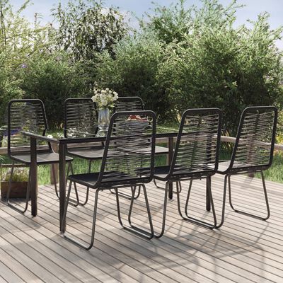 vidaXL 7 Piece Patio Dining Set Black