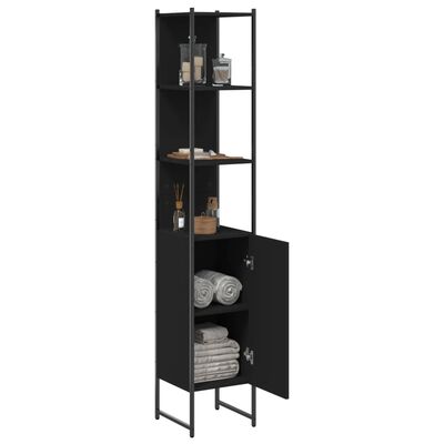 vidaXL Bathroom Cabinet Black 13"x13"x73" Engineered Wood