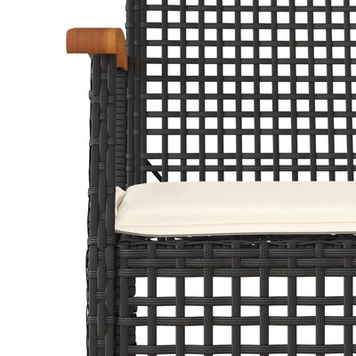 vidaXL 5 Piece Patio Dining Set with Cushions Black Poly Rattan