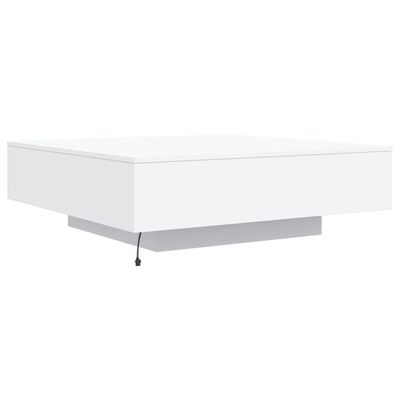 vidaXL Coffee Table with LED Lights White 39.4"x39.4"x12.2"