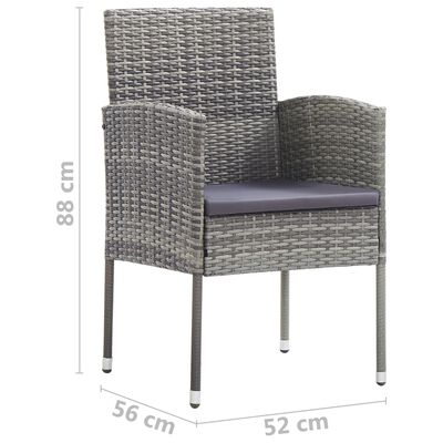 vidaXL Patio Chairs with Dark Gray Cushions 4 pcs Gray Poly Rattan