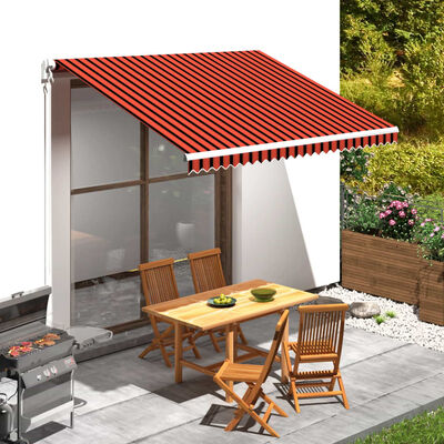 vidaXL Awning Top Sunshade Canvas Orange and Brown 137.8"x98.4"