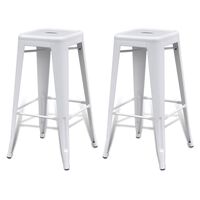 vidaXL Bar Stools 2 pcs White Steel