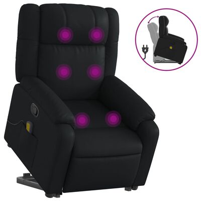 vidaXL Stand up Massage Recliner Chair Black Faux Leather