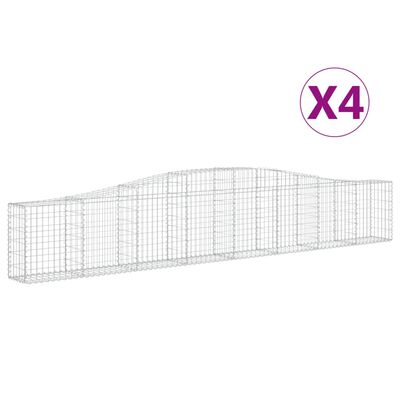 vidaXL Arched Gabion Baskets 4 pcs 157.5"x11.8"x23.6"/31.5" Galvanized Iron