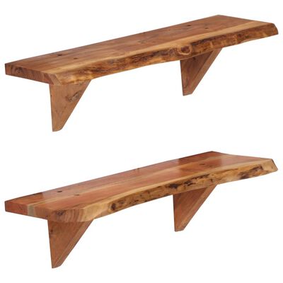 vidaXL Wall Shelves 2 pcs 23.6"x7.9"x7.1" Solid Acacia Wood