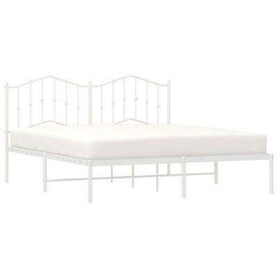 vidaXL Metal Bed Frame with Headboard White 72"x83.9" California King