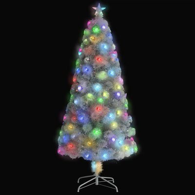 vidaXL Artificial Pre-lit Christmas Tree White 5 ft Fiber Optic