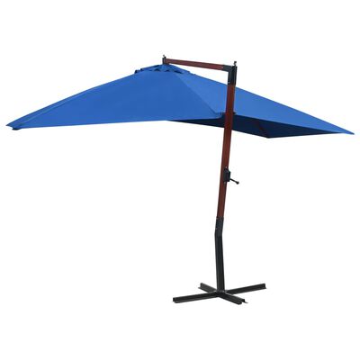 vidaXL Hanging Garden Parasol with Wooden Pole 157.5"x118.1" Blue