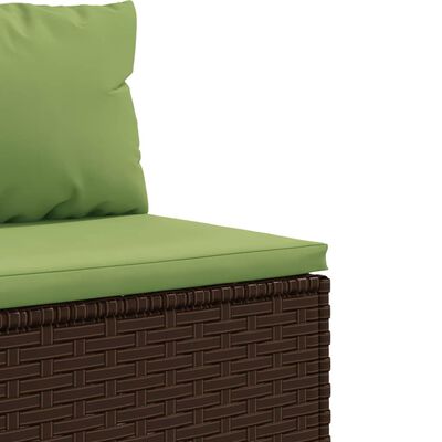 vidaXL 7 Piece Patio Lounge Set with Cushions Brown Poly Rattan