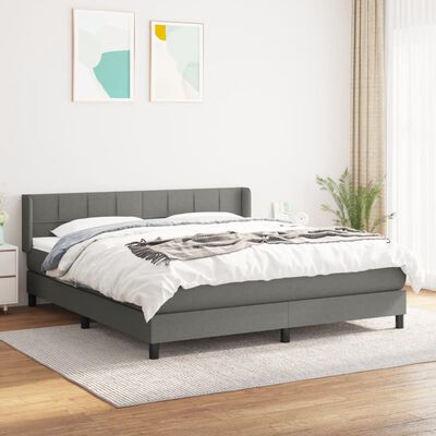 vidaXL Box Spring Bed with Mattress Dark Gray California King Fabric