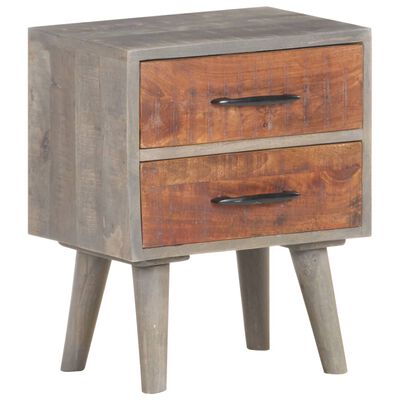 vidaXL Bedside Cabinet Gray 15.7"x11.8"x19.7" Solid Rough Mango Wood