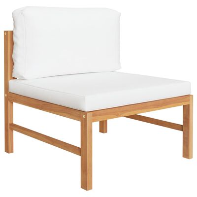 vidaXL 3-Seater Patio Sofa with Cream Cushions Solid Teak Wood