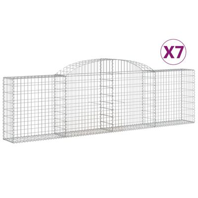 vidaXL Arched Gabion Baskets 7 pcs 118.1"x11.8"x31.5"/39.4" Galvanized Iron