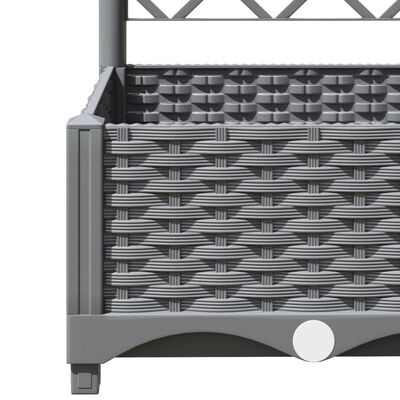 vidaXL Garden Planter with Trellis Light Gray 47.2"x15.7"x47.8" PP