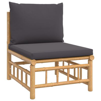 vidaXL 4 Piece Patio Lounge Set with Dark Gray Cushions Bamboo