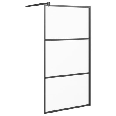 vidaXL Walk-in Shower Wall 39.4"x76.8" Frosted ESG Glass Black