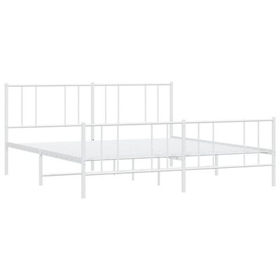 vidaXL Metal Bed Frame without Mattress with Footboard White 76"x79.9"