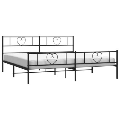 vidaXL Metal Bed Frame without Mattress with Footboard Black 76"x79.9"