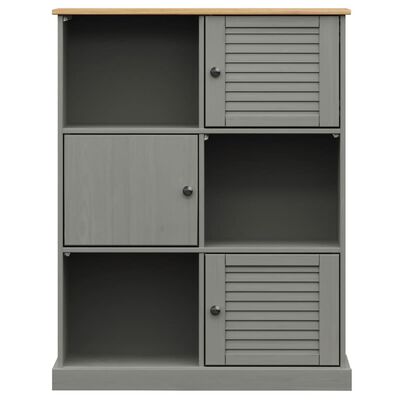 vidaXL Bookcase VIGO Gray 35.4"x13.8"x45.1" Solid Wood Pine