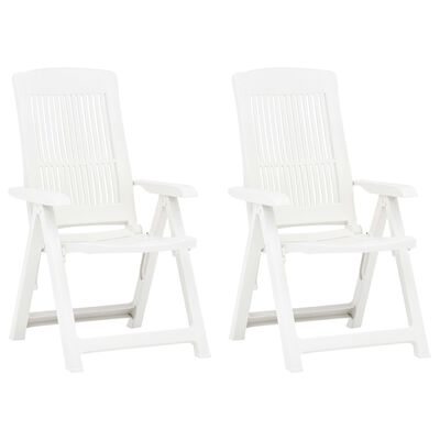 vidaXL Patio Reclining Chairs 2 pcs Plastic White