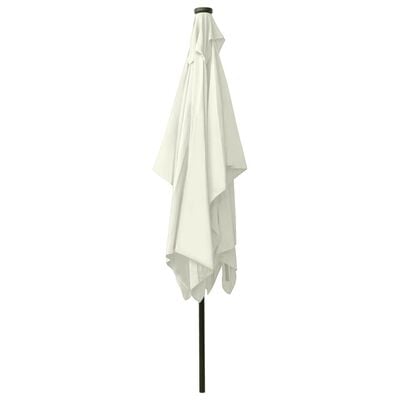 vidaXL Garden Parasol with LEDs and Steel Pole Sand 6.6'x9.8'