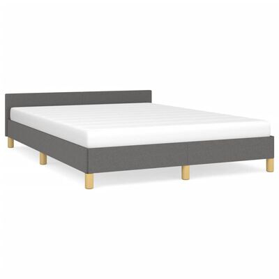 vidaXL Bed Frame with Headboard Dark Gray 59.8"x79.9" Queen Fabric