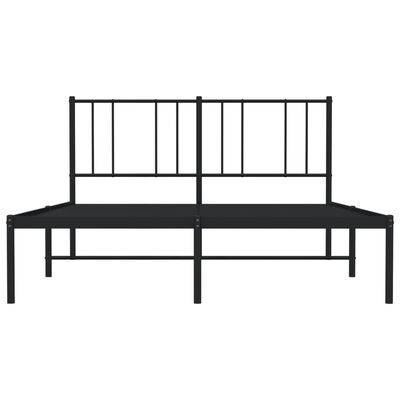 vidaXL Metal Bed Frame with Headboard Black 53.9"x74.8" Full