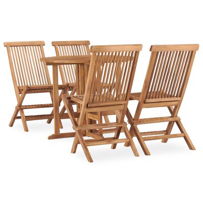 vidaXL 5 Piece Folding Patio Dining Set Solid Teak Wood