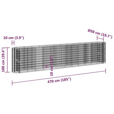 vidaXL Gabion Raised Bed Galvanized Iron 185"x19.7"x39.4"