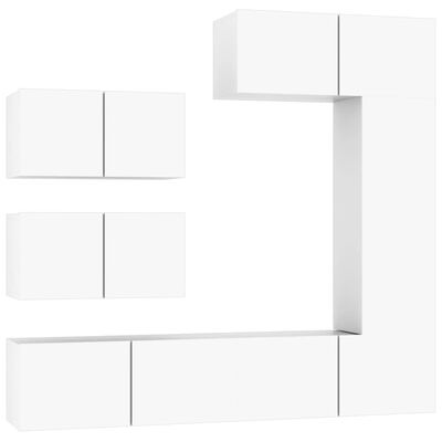 vidaXL 6 Piece TV Stand Set White Engineered Wood