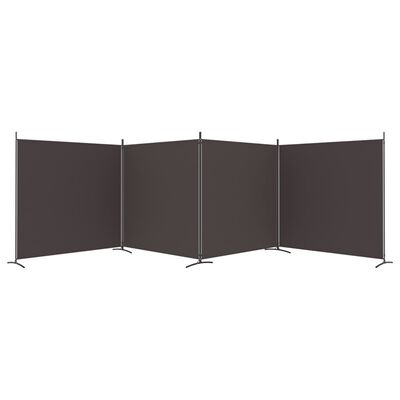 vidaXL 4-Panel Room Divider Brown 274.8"x70.9" Fabric