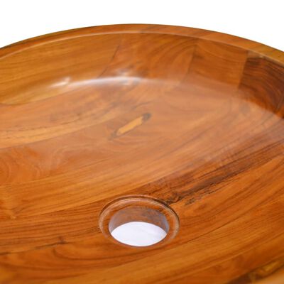 vidaXL Basin Solid Wood Teak Φ15.7"x3.9"