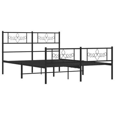 vidaXL Metal Bed Frame without Mattress with Footboard Black 53.1"x74.8"