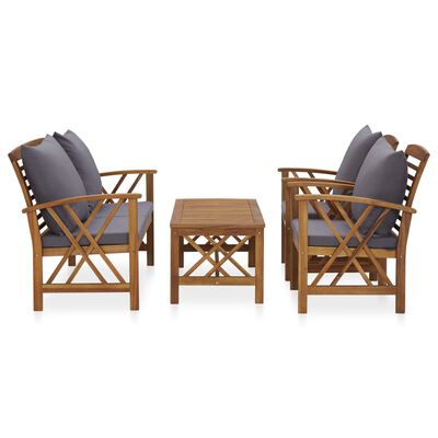 vidaXL 4 Piece Patio Lounge Set with Cushions Solid Acacia Wood