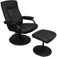 vidaXL Swivel Recliner with Ottoman Black Faux Leather