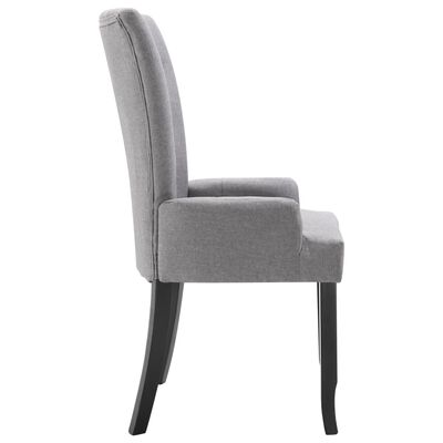 vidaXL Dining Chair with Armrests Light Gray Fabric