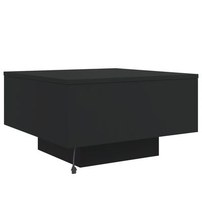 vidaXL Coffee Table with LED Lights Black 21.7"x21.7"x12.2"