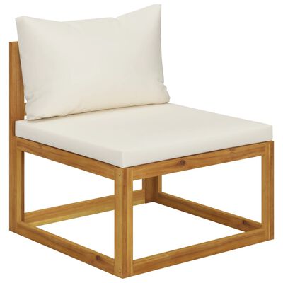 vidaXL 5 Piece Patio Lounge Set with Cushion Cream Solid Acacia Wood