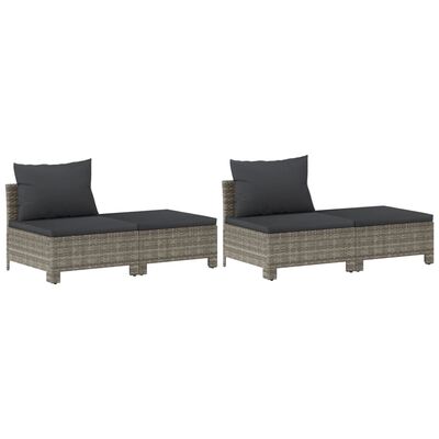 vidaXL 8 Piece Patio Lounge Set with Cushions Gray Poly Rattan