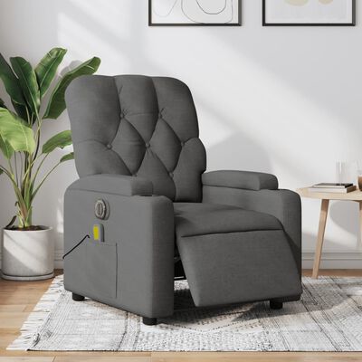 vidaXL Electric Massage Recliner Chair Dark Gray Fabric