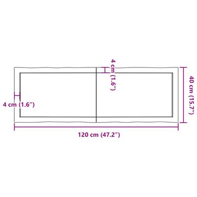 vidaXL Table Top Light Brown 47.2"x15.7"x(0.8"-1.6") Treated Solid Wood Live Edge