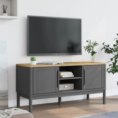 vidaXL TV Stand FLORO Gray 44.9"x16.9"x21.7" Solid Pine Wood