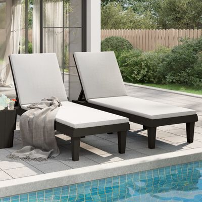 vidaXL Sun Loungers 2 pcs Black 61"x22.8"x32.7" Polypropylene