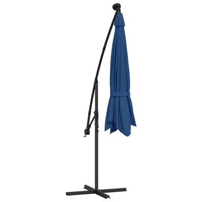 vidaXL Cantilever Garden Parasol with LED Lights and Steel Pole 118.1" Azure