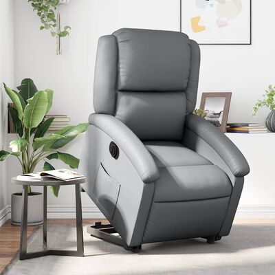 vidaXL Electric Stand up Recliner Chair Gray Faux Leather