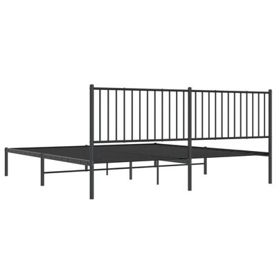 vidaXL Metal Bed Frame without Mattress with Headboard Black 76"x79.9"