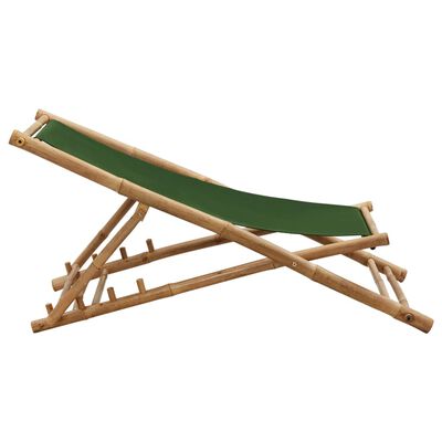 vidaXL Deck Chair Bamboo and Canvas Green