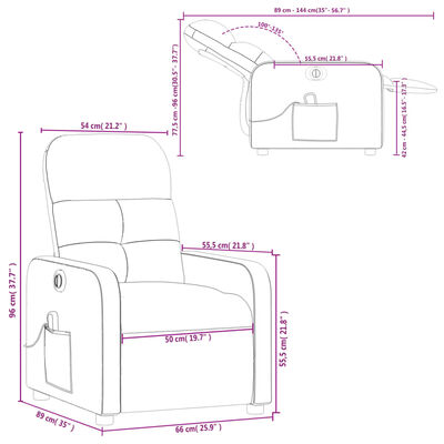 vidaXL Electric Massage Recliner Chair Light Gray Fabric