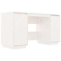 vidaXL Desk White 55.1"x19.7"x29.5" Solid Wood Pine